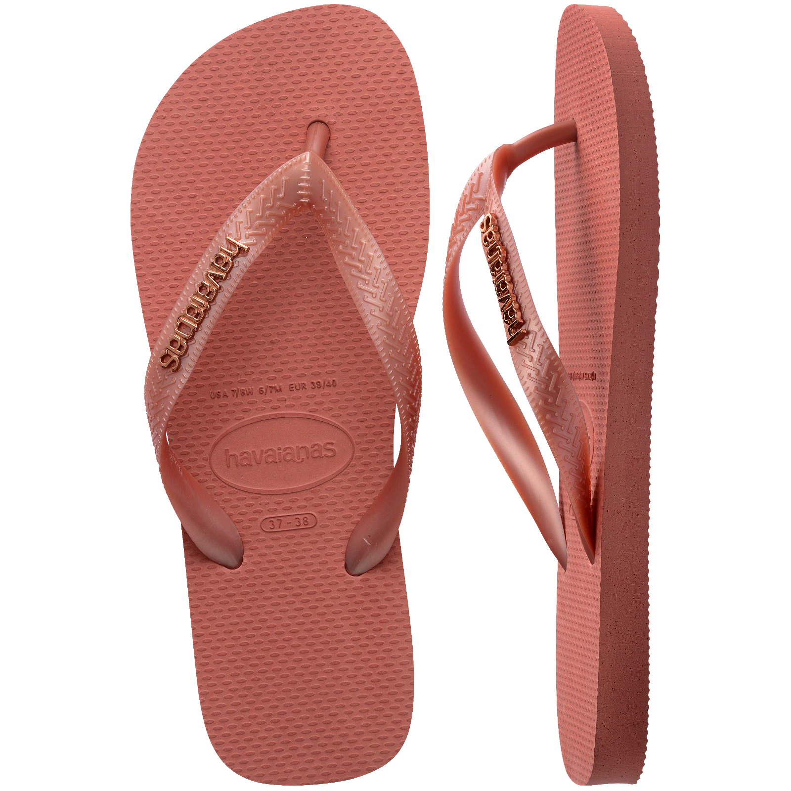 Women's Top Logo Metallic Flip Flops - Image 2