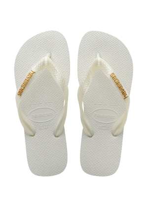 Women's Top Logo Metallic Flip Flops